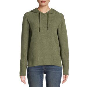 Time And Tru Women Green Hooded Sweater SZ L 12-14 Acrylic Blend Casual Pullover